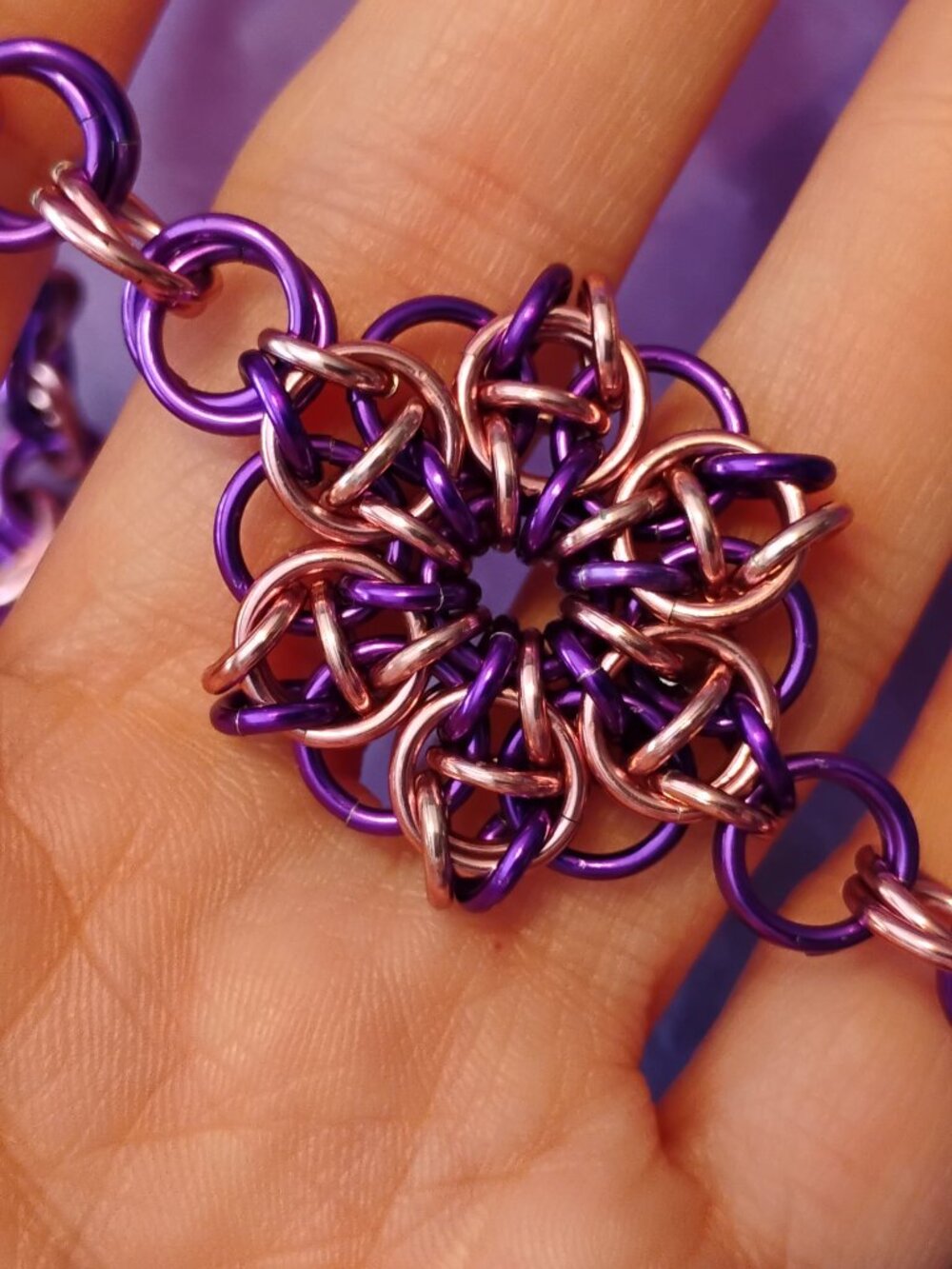 Purple & Pink Celtic Visions Chain Mail bracelet